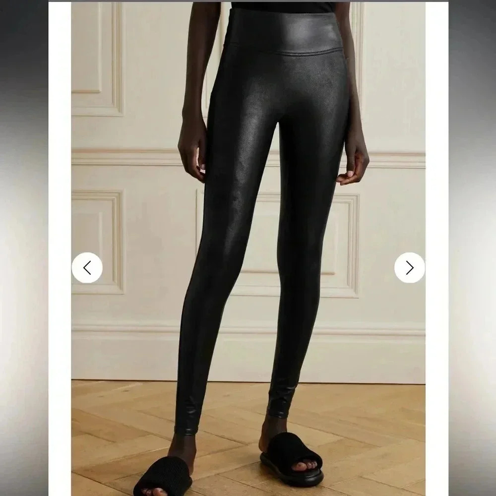 SPANX Faux stretch-leather leggings Size Medium
